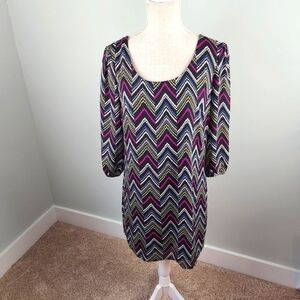 AS U WISH WOMEN'S SHIFT MULTI COLOR OPEN BACK MIDI LINED DRESS SIZE SMALL